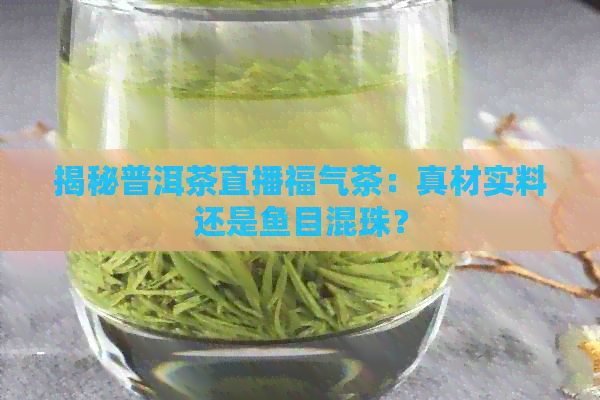 揭秘普洱茶直播福气茶：真材实料还是鱼目混珠？