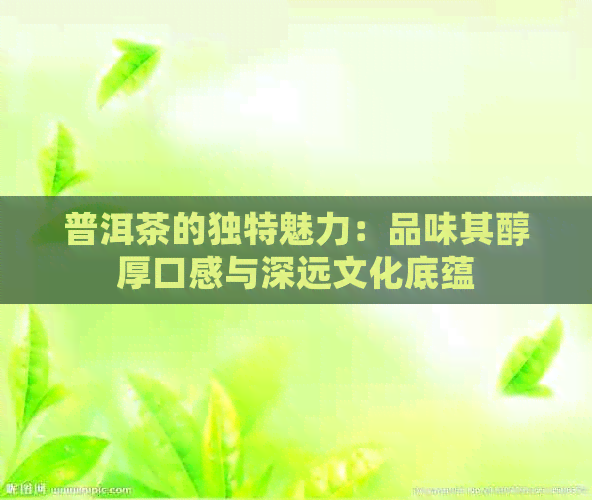 普洱茶的独特魅力：品味其醇厚口感与深远文化底蕴