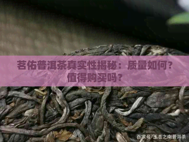 茗佑普洱茶真实性揭秘：质量如何？值得购买吗？