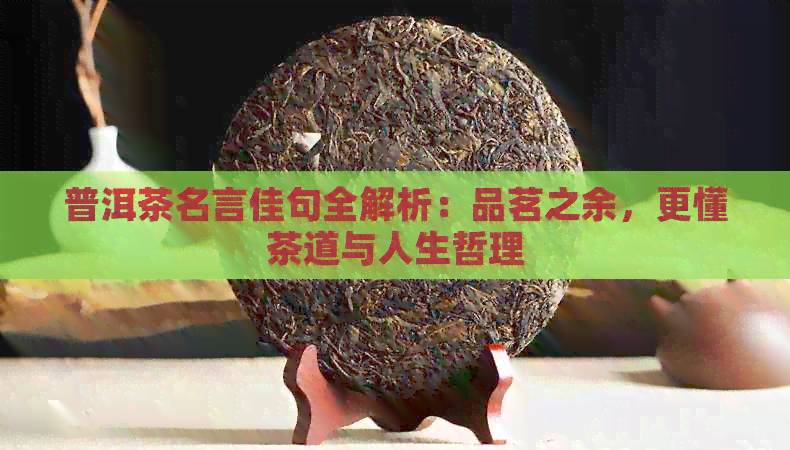 普洱茶名言佳句全解析：品茗之余，更懂茶道与人生哲理