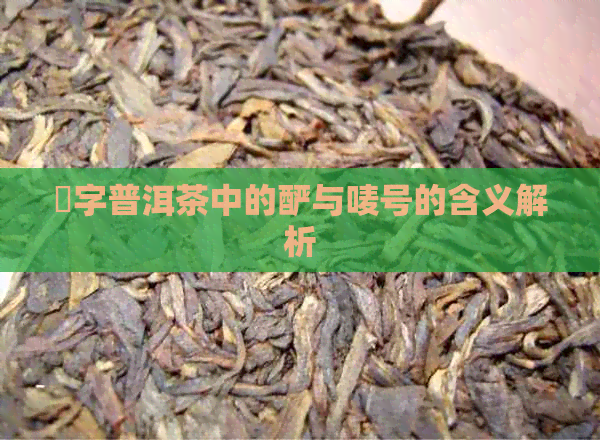 楴字普洱茶中的酽与唛号的含义解析