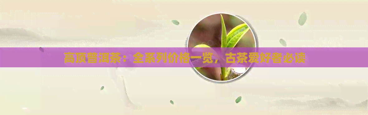 高顶普洱茶：全系列价格一览，古茶爱好者必读