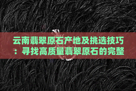 云南翡翠原石产地及挑选技巧：寻找高质量翡翠原石的完整指南