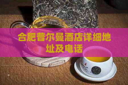 合肥普尔曼酒店详细地址及电话