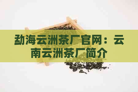 勐海云洲茶厂官网：云南云洲茶厂简介