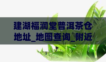 建湖福润堂普洱茶仓地址_地图查询_附近商家_特色茶叶推荐