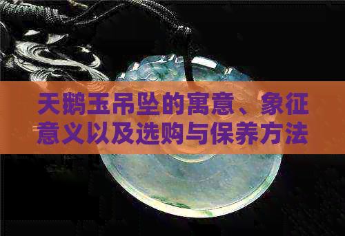 天鹅玉吊坠的寓意、象征意义以及选购与保养方法全面解析