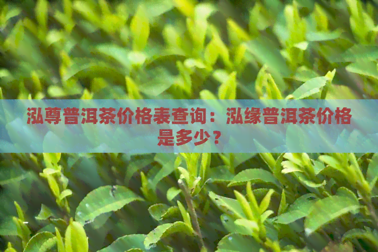 泓尊普洱茶价格表查询：泓缘普洱茶价格是多少？