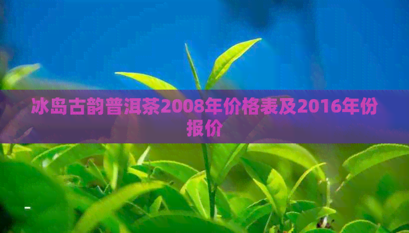 冰岛古韵普洱茶2008年价格表及2016年份报价