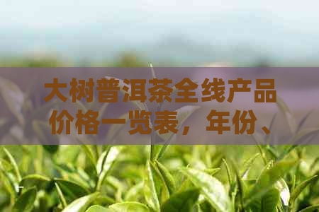 大树普洱茶全线产品价格一览表，年份、产地、等级细分详解