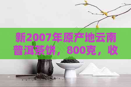 新2007年原产地云南普洱茶饼，800克，收藏级品质，市场价格分析