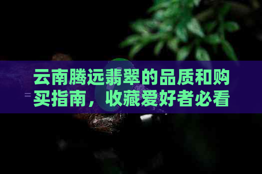 云南腾远翡翠的品质和购买指南，收藏爱好者必看！