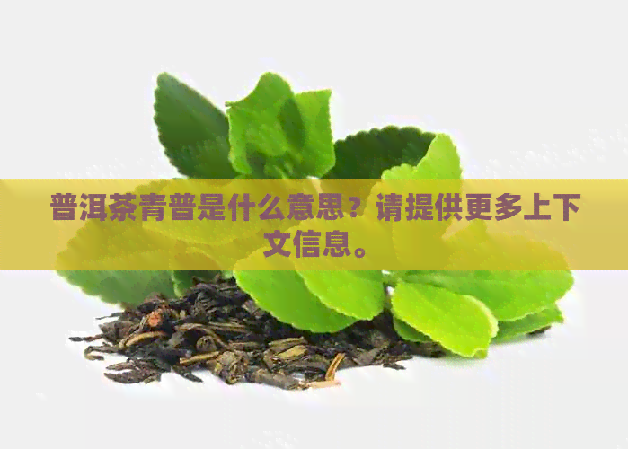 普洱茶青普是什么意思？请提供更多上下文信息。