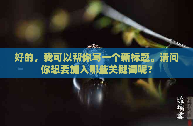 好的，我可以帮你写一个新标题。请问你想要加入哪些关键词呢？