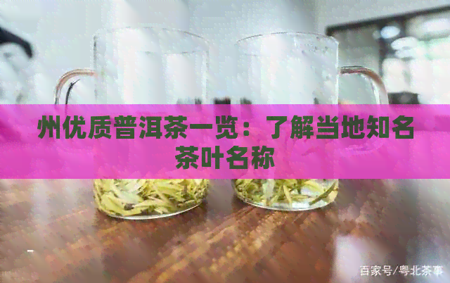 州优质普洱茶一览：了解当地知名茶叶名称