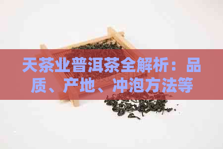 天茶业普洱茶全解析：品质、产地、冲泡方法等一应俱全，解答您的所有疑问