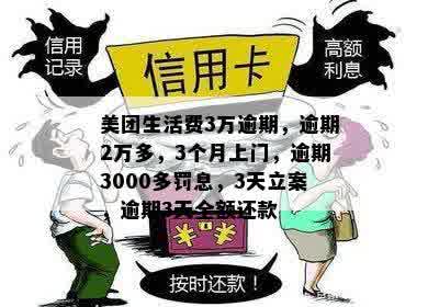 美团生活费逾期2万多3个月会上门吗？会立案吗？