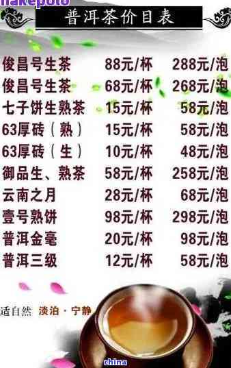 '2012普洱茶价格表及2012年普洱茶生产价，熟茶同列，不超过70字节'