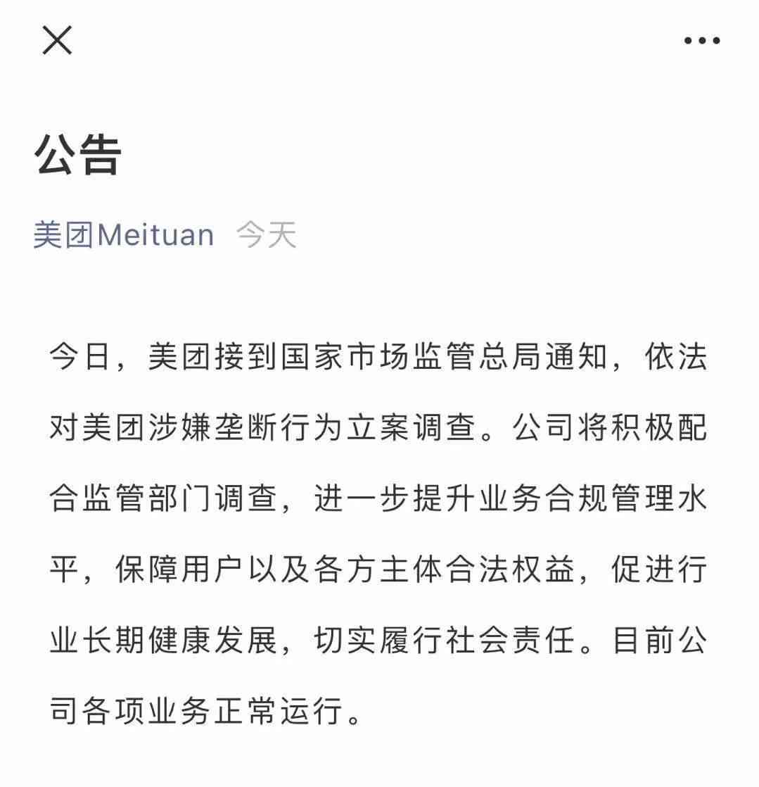 美团逾期被立案调查