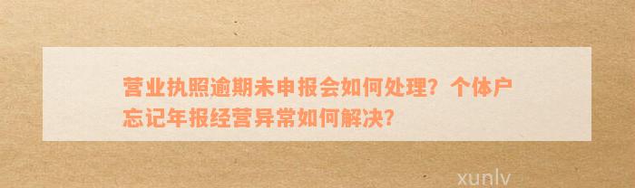 个体户营业执照逾期未年报的解决策略