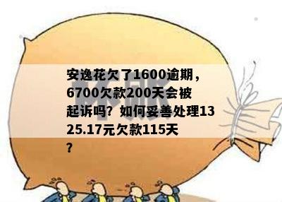 安逸花逾期200天会被起诉吗？欠6700元，已还2000多元。