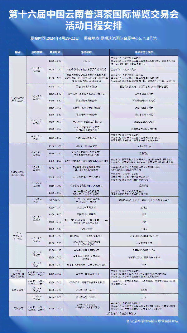 今年的普洱茶展会时间表最新