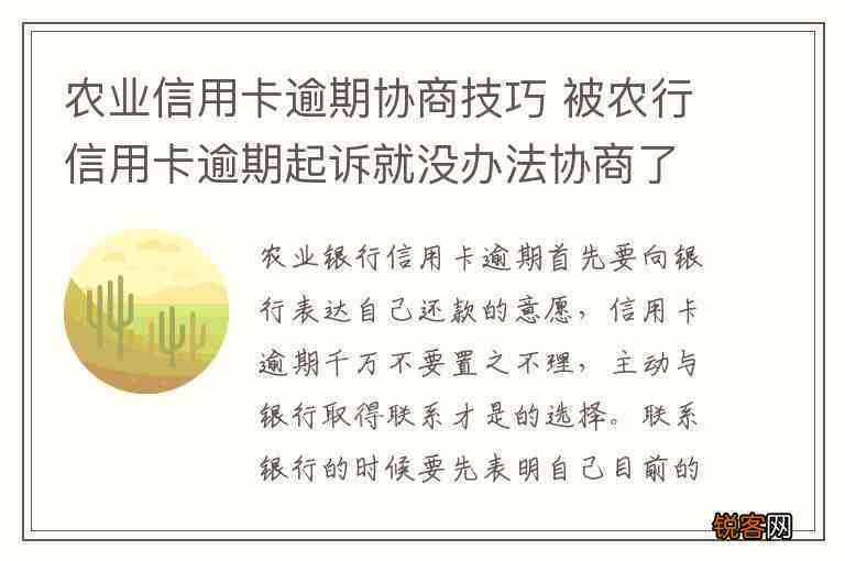 农业银行信用卡逾期还款策略与协商方法