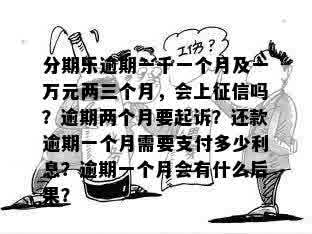 逾期一个月1万多元：会被起诉吗？利息多少？逾期一天上吗？