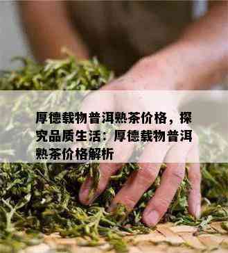 布朗古韵普洱熟茶357克价格：探究布朗古韵普洱熟茶的品质与价值