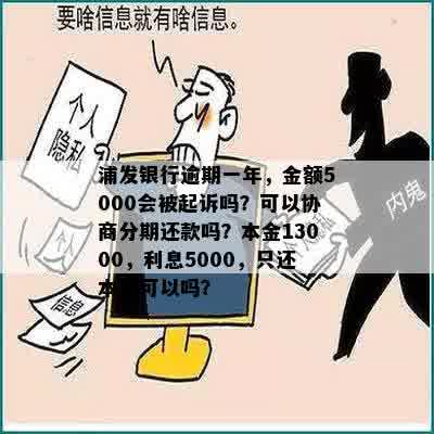 浦发银行逾期一年，5000元：会起诉还是协商分期？