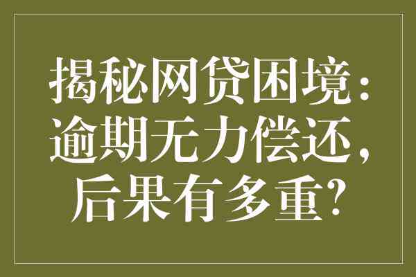 网贷逾期还款的后果与解决办法——避免超过万元的债务困境