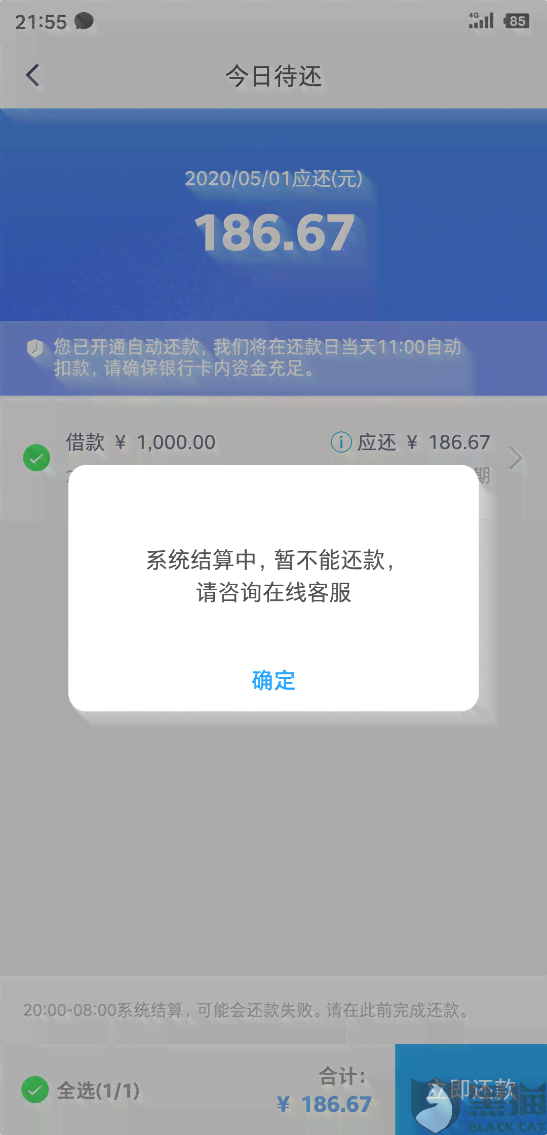 还款日晚上11点50还款