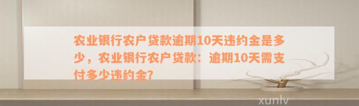 农业银行农户贷款逾期10天违约金计算方法及具体数额，新标题如何确定？