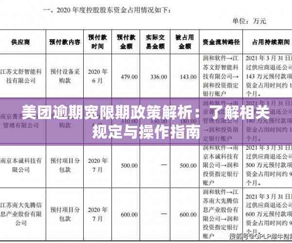 美团最新逾期政策