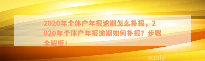 个体年报逾期补报：服务费、罚款及补报方式详解，2020年最新规定