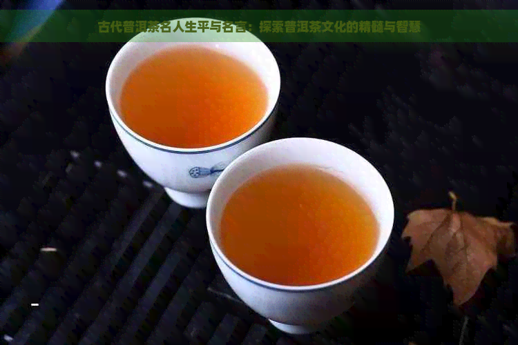 普洱茶中的生活智慧：俗语与普洱茶文化深度解读