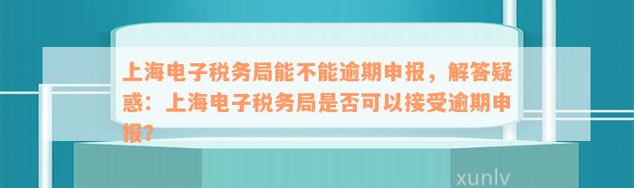 上海电子税务局逾期申报