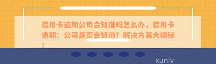 如果逾期了公司会知道吗怎么办