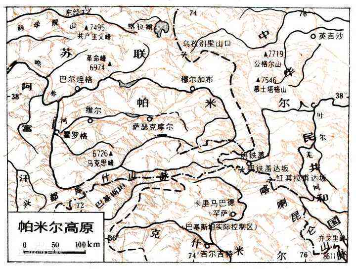 喀拉米尔山脉地理位置及喀拉米尔山口、喀拉米尔地区的省份分布情况。