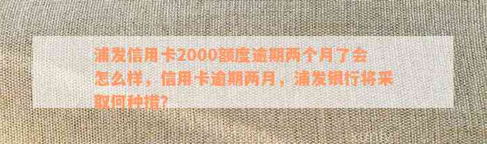 浦发信用卡2000逾期两年变1万：后果、额度、上门追讨全解析