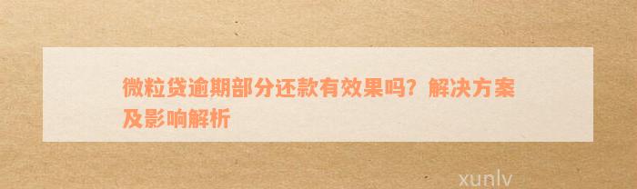 微粒贷逾期还款状态：影响、解决方案和未来展望