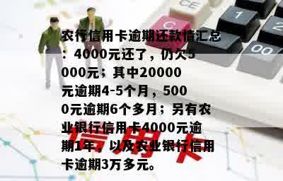 我农行信用卡20000逾期4个多5个月了会怎么样？