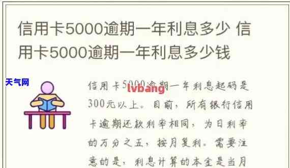 信用卡5000逾期5年多少利息是多少钱：5年信用卡逾期利息计算及处理方法