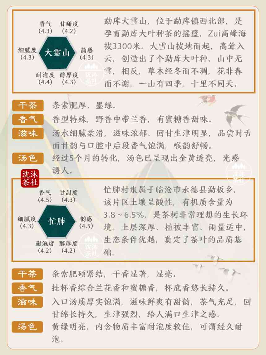 不同山头普洱茶的香气