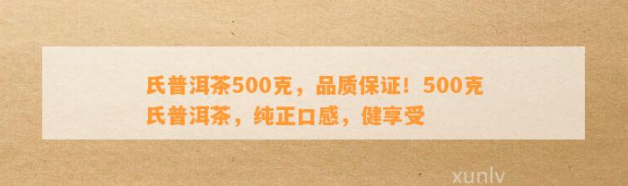 氏普洱茶500克：品质、制作工艺、口感及选购指南