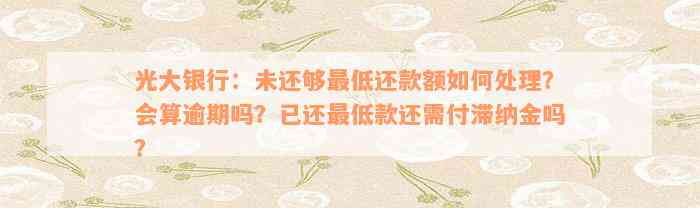 光大银行更低还款与滞纳金：计算、处理及余额问题 - 还需还剩下的款项吗？