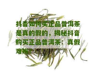 抖音卖的老普洱茶咋样啊