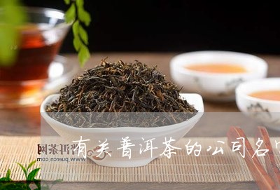 做普洱茶的公司名称怎么取好听：好听的普洱茶公司名字大全