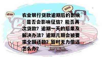 农业银行贷款逾期1个月的后果及解决方法，您是否需要了解更多？