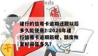 新建行信用卡逾期还款后，多久能再次使用及恢复信用额度的详细解答